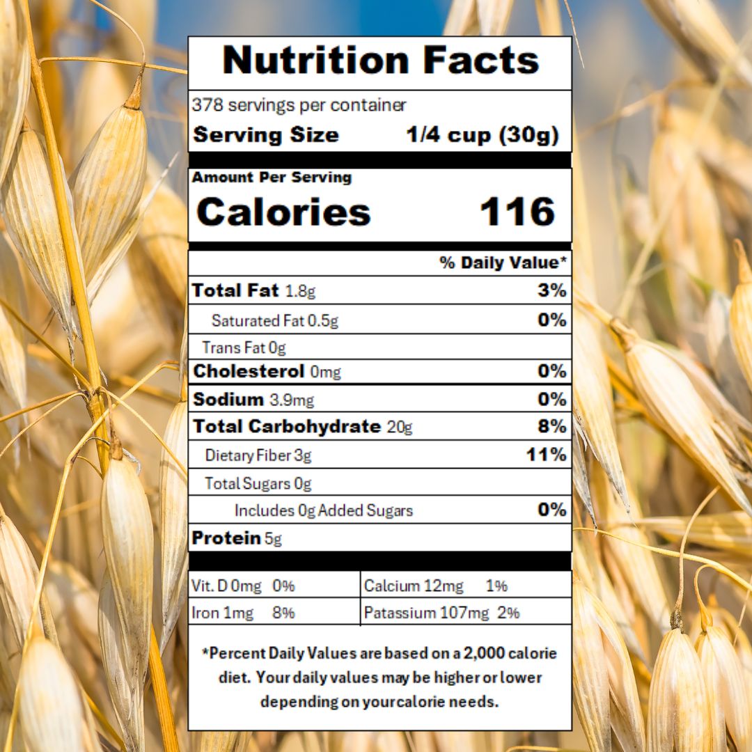 ORGANIC Gluten Free Oat Flour 25lbs
