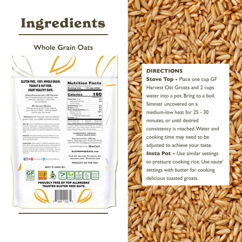 Gluten-Free Oat Groats (2 pack, 5lbs total)