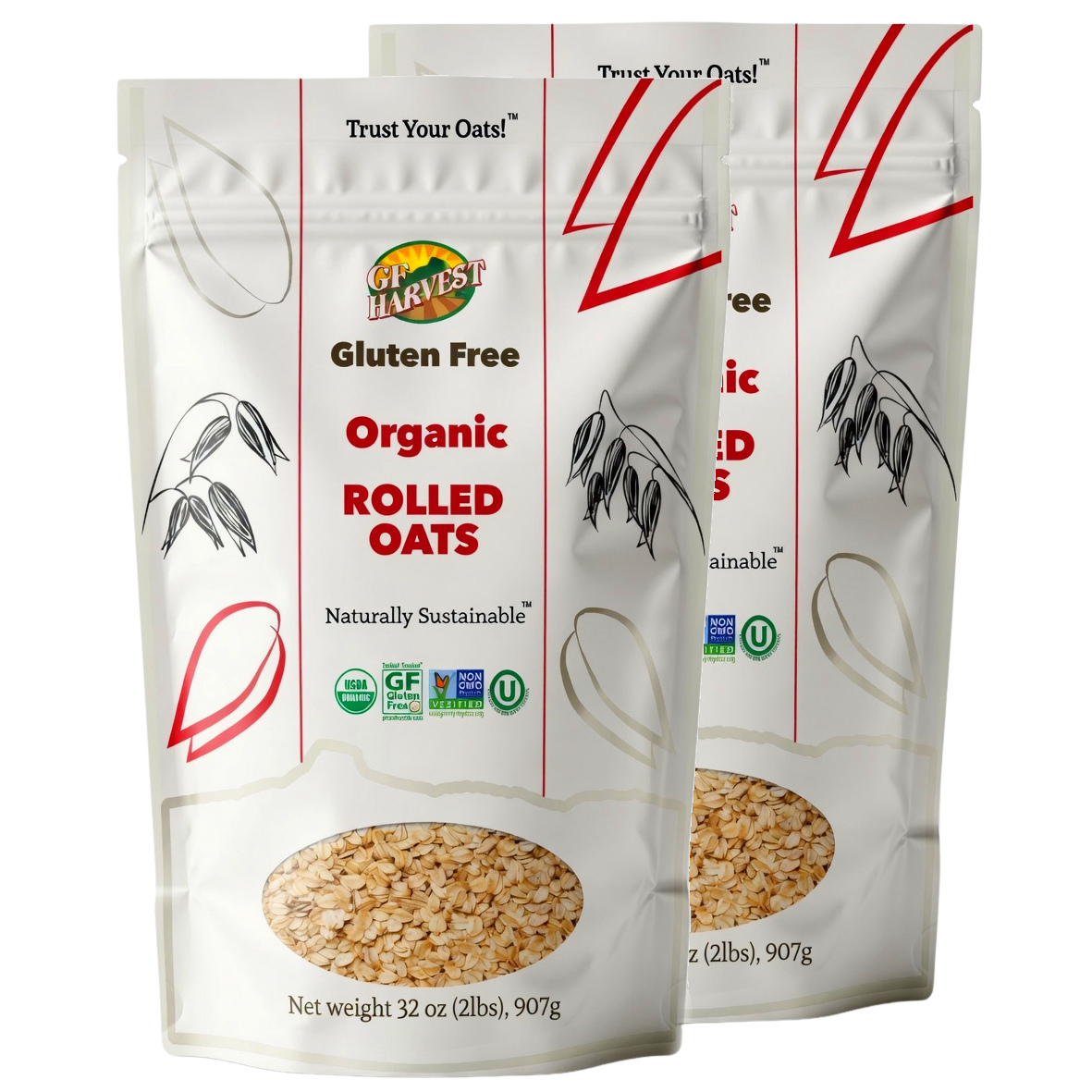 ORGANIC Gluten Free Rolled Oats  (2 pack, 4lbs total)