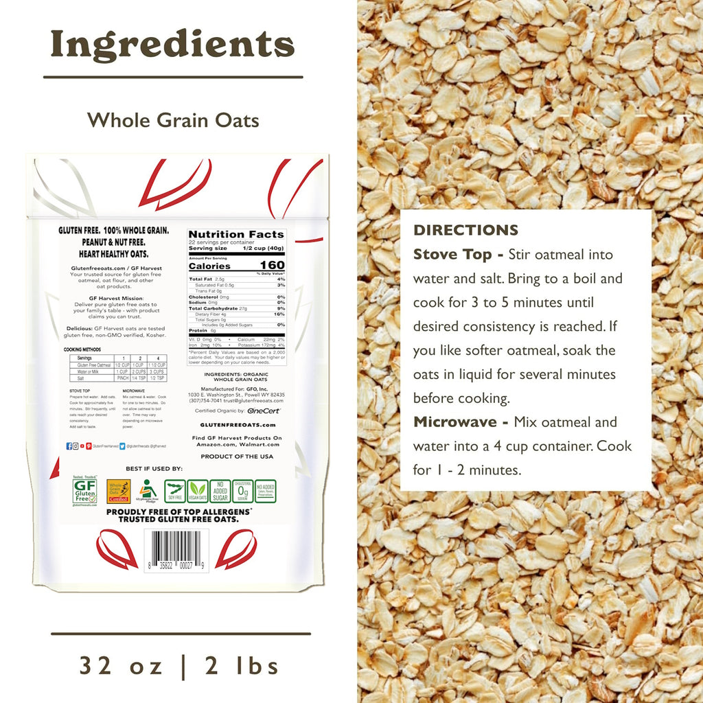 ORGANIC Gluten Free Rolled Oats  (2 pack, 4lbs total)