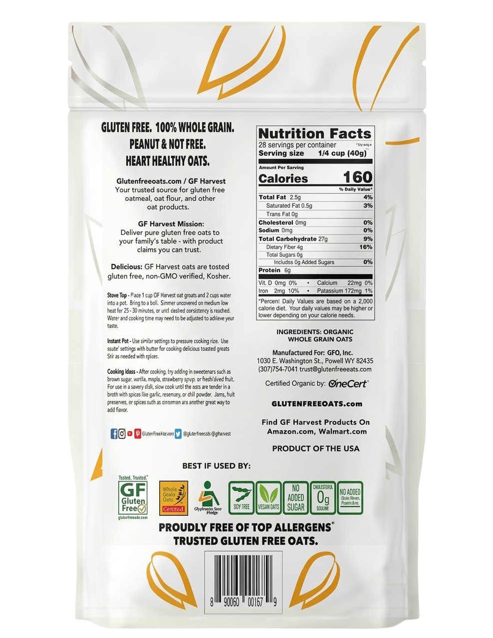 ORGANIC Gluten Free Oat Groats (2 pack, 5lbs total)