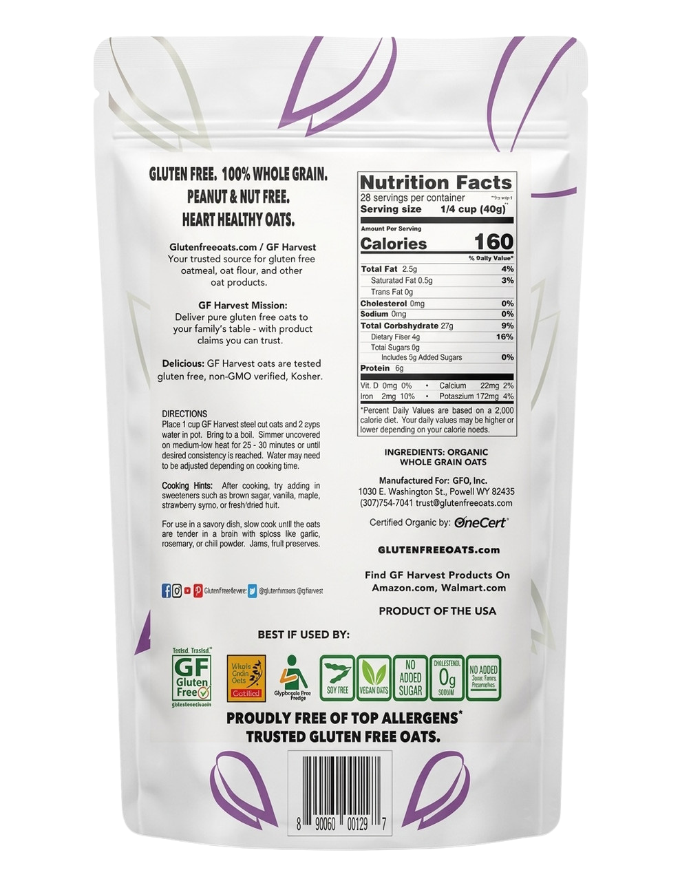ORGANIC Gluten Free Steel Cut Oats (2 pack, 5lbs total)
