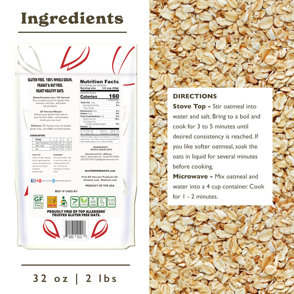 Gluten-Free Rolled Oats — (2 pack, 4lbs total)